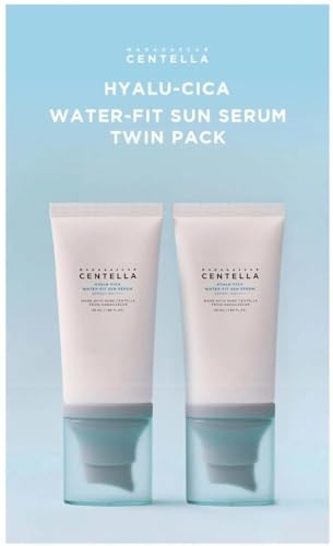 Centella Hyalu-Cica Water-Fit Sun Serum UV, Korean Sunscreen SPF 50, Centella Sunscreen, Travel Essentials, Sunscreen with Hyaluronic Acid, No White Cast, Korean Skin Care, 50ml - 2 Pack