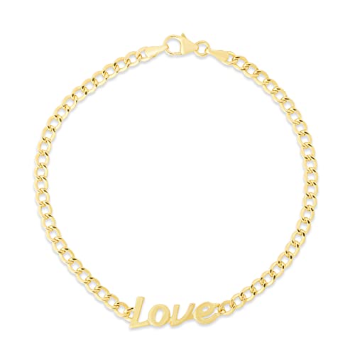 Floreo 14k Yellow Gold 7.2mm Love Lite Curb Link Bracelet, 7 Inch