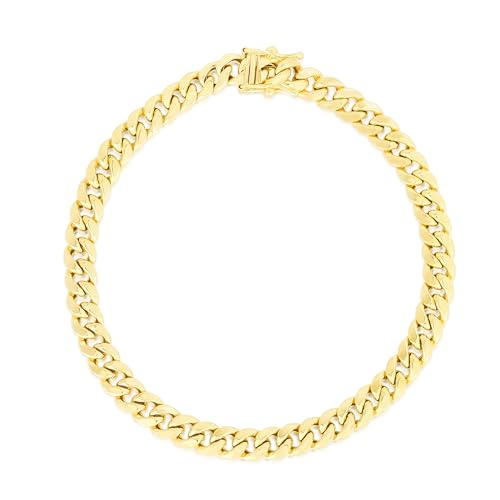 Floreo 14k Yellow Gold 6.1mm Semi-Lite Miami Cuban Chain Bracelet - 8.5 inch