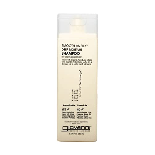 GIOVANNI Eco Chic Smooth as Silk Deep Moisture Shampoo, Calms Frizz, 8.5 oz