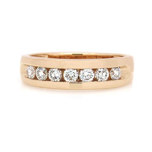 Dazzlingrock Collection 1.00 Cttw in 10K Solid Rose Gold Round Lab Grown White Diamond Mens Anniversary Wedding Band in Solid Rose Gold, Size 11