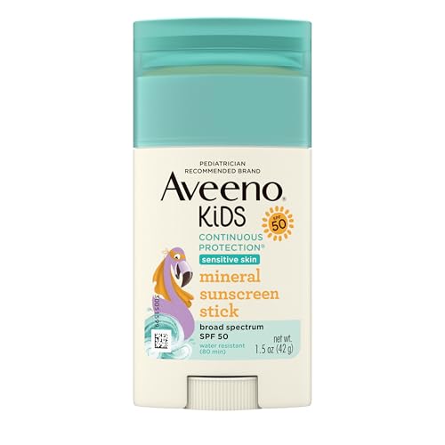 Aveeno Kids Zinc Oxide Sunscreen Stick SPF 50, 1.5 oz