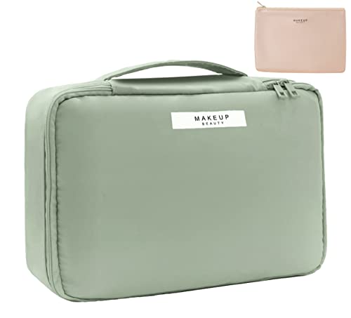 Queboom Travel Makeup Bag Cosmetic Bag Toiletry Bag for Women & Men, Green