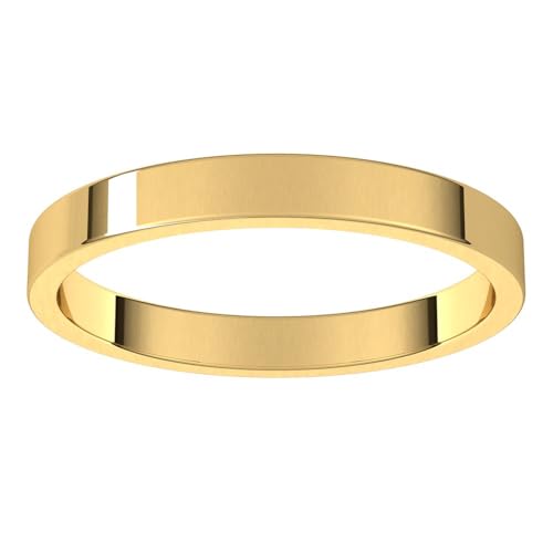 Sonia Jewels Solid 14k Yellow Gold 2.5mm Flat Wedding Band Ring Classic Plain Traditional - Size 7