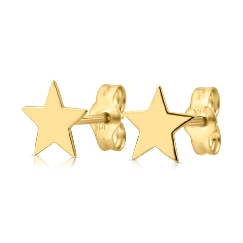 10k Solid Gold Ear Studs, Real Gold Stud Earrings, Dainty Gold Earrings, Minimalist Gold Ear Studs - Serena Sparkles (Star)