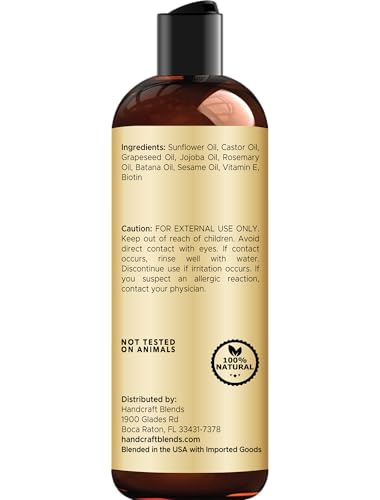 Handcraft Blends Rosemary Oil for Hair 8 Fl Oz | Nourishing Hair Oil | 100% Pure and Natural | Rosemary, Castor, Jojoba, and Batana Oils & Biotin | Carrier Oil