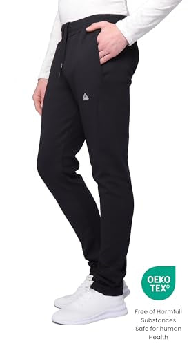 SCR Tall Mens Sweatpants - Luxury Cotton Mens Athletic Pants - Comfortable Men's Joggers with Zipper Pockets - Long Open Bottom Sweat Pants for Men – Black, 36Wx33L