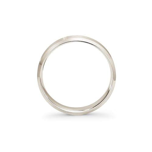 Oxford Ivy Wedding Band Solid 10K White Gold 6mm Beveled Ring, Size 10
