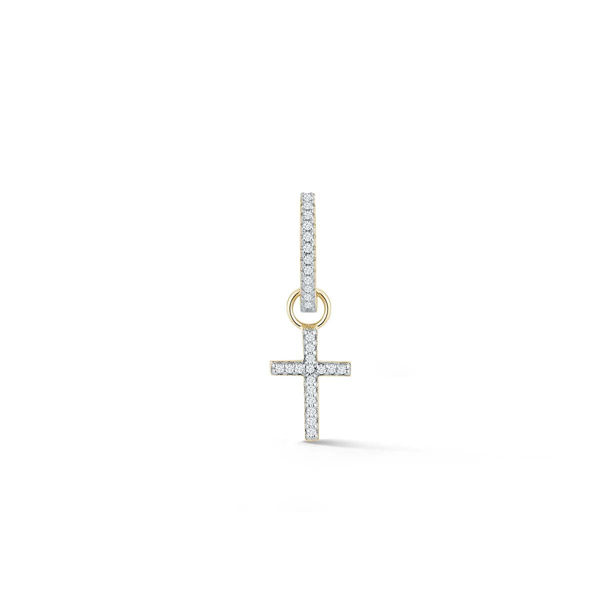MATEO New York, Diamond Huggie with Detachable Diamond Cross