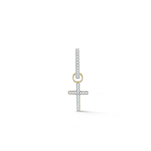 MATEO New York, Diamond Huggie with Detachable Diamond Cross