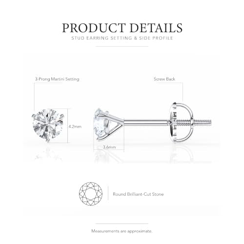 Belacqua 1/2 Carat Round Cut Lab Grown Diamond Stud Earrings