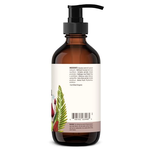 Banyan Botanicals Organic Hair Oil with Bhringaraj & Amla - Ayurvedic Scalp & Hair Care for All Types, Thick & Lustrous Hair - 8 oz, Non-GMO Sustainably Sourced
