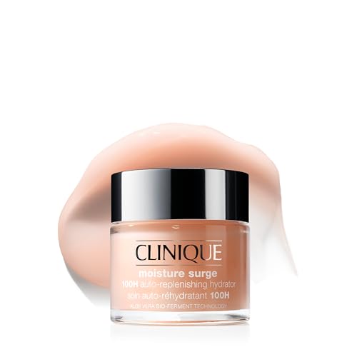 Clinique Moisture Surge 100H Auto-Replenishing Hydrator Oil Free Face Moisturizer | With Hyaluronic Acid, Aloe Bioferment and Vitamins C + E | For All Skin Types | Hydrating + Moisturizing, 2.5 Fl Oz
