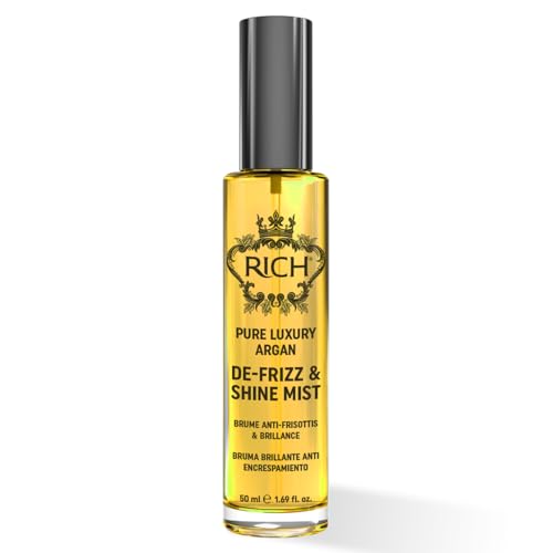 RICH Pure Luxury Argan De-Frizz & Shine Hair Mist - Lightweight Formula, Hydration, Frizz Protection - enrich with Argan Oil and Almond Oil - 1.69 Oz