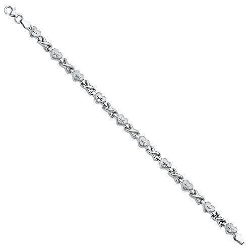 The World Jewelry Center 14k Real White Gold Stampato Bracelet - 7.25"