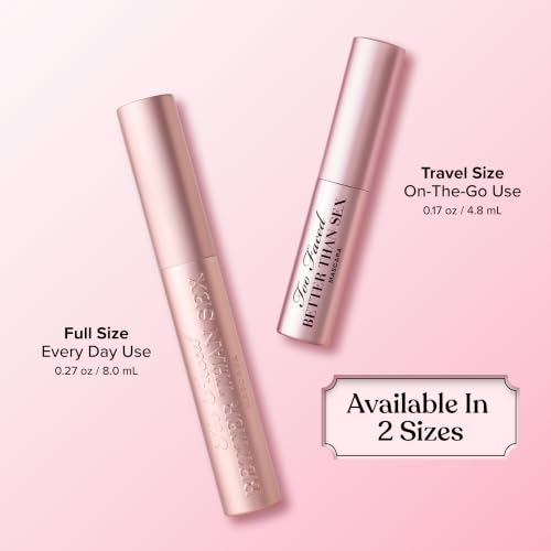 Too Faced Better Than Sex Volumizing and Lengthening Mascara | Vegan Formula, Dramatic Volume and Length | Cruelty-Free Eye Makeup + Hourglass Brush for False Lash Effect, Black, 0.27 Fl Oz
