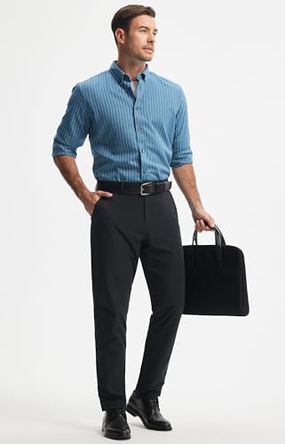Libin Mens Golf Pants Classic Fit Stretch Work Dress Pants 32" Quick Dry Lightweight Business Casual Trousers Comfort Water Resistant, Black, 40W x 32L