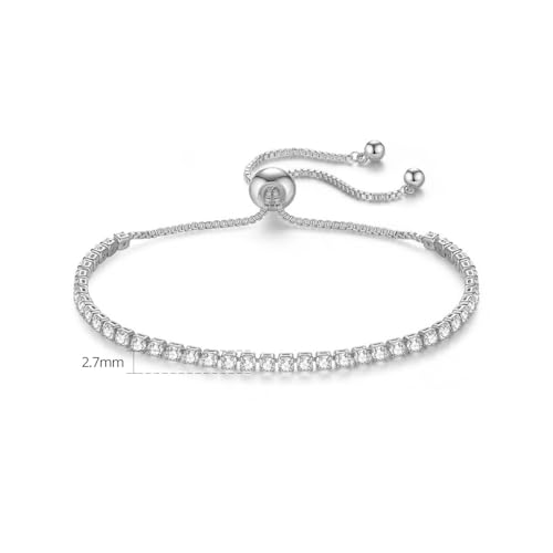 SHINEFLUX Round Moissanite Tennis Bracelet in 10K Gold, Adjustable, Ideal Wedding or Birthday Gift for Her (White, 10K Gold)