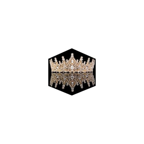Fesciory Birthday Crown for Women, Gold Plated Crystal Tiara with Sash