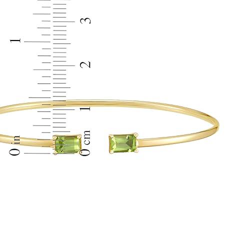 Floreo Italian 14k Yellow Gold 4mm Natural Peridot Gemstone Candy Bangle Charm Bracelet