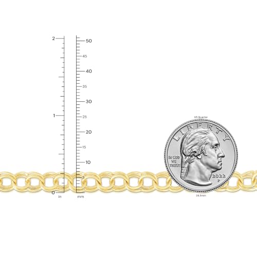 Floreo 14k Yellow Gold 7mm Solid Medium Double Chino Link Charm Bracelet, 7 Inch or 8 Inch