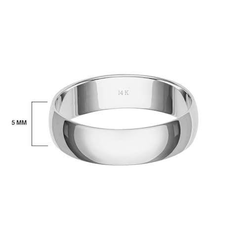 Brilliant Expressions Men’s or Women's 14K White Gold 5MM Classic Plain Simple Wedding Band, Size 10.5