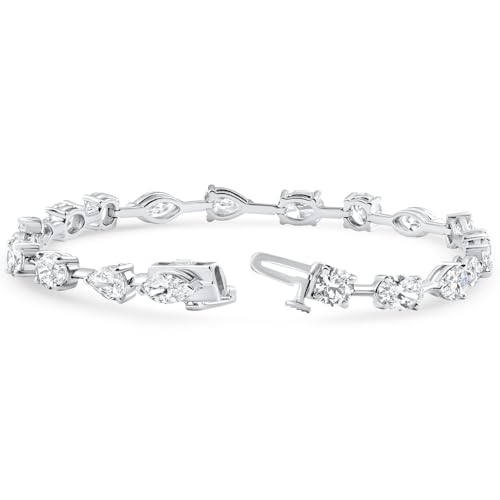 Pompeii 5Ct Mixed Cut Diamond Tennis Bracelet 7" 14k White Gold Lab Grown - Size 7 (EF,VS)