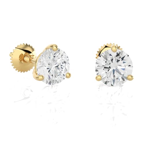 Privosa - 5 Carat Lab Grown Diamond Stud Earrings in 14K Yellow Gold