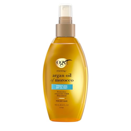 OGX Renewing + Argan Oil of Morocco Weightless Healing Dry Oil Spray, Lightweight Hair Oil Mist for Split Ends, Frizzy Hair and Flyaways, Paraben-Free, Sulfated-Surfactants Free, 4 Fl Oz