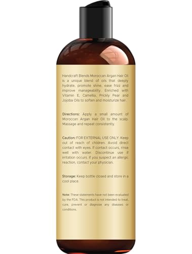 Handcraft Blends Moroccan Argan Oil for Hair 6.76 Fl oz | Moisturizing and Nourishing | Scalp and Hair Oil | Hydrating | Strengthening | All Hair Types