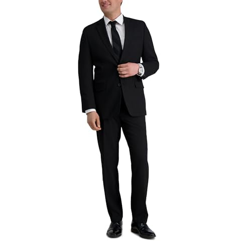 J.M. Haggar mens Sharkskin Premium Tailored- Fit Stretch Separate Coat Business Suit Jacket, Black, 46 US