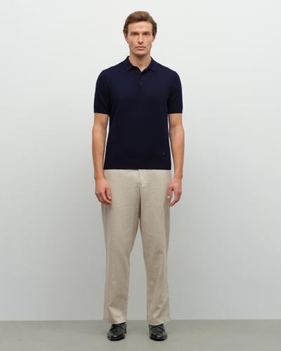 KVSS Men's Polo Shirts Pima Cotton & Cashmere Luxury Short Sleeve Polo Shirt for Men Lightweight Breathable Premium Knit Polo Marine