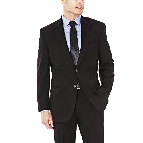 J.M. Haggar Men's Premium Performance Stretch Stria 2-Button Suit Separate Coat, Black 48 Long
