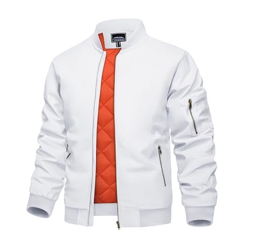 KEFITEVD Mens Bomber Jacket Winter Active Coat Lightweight Military Outerwear Varsity Jackets Warm Padded Coats
