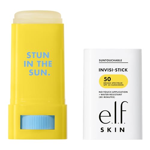 e.l.f. SKIN Suntouchable Invisi-Stick Face Sunscreen SPF 50, Clear, Lightweight with Sunflower Seed Oil, Vegan & Cruelty-Free
