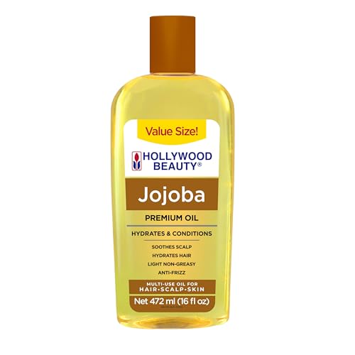 Hollywood Beauty Jojoba Oil for Hair, Scalp, and Skin, VALUE SIZE 16 fl oz - Hydrates and Conditions