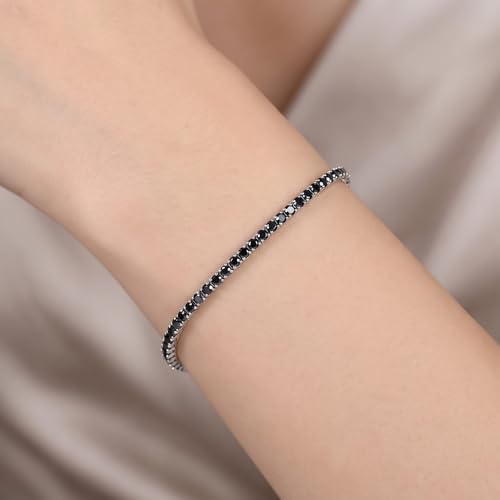 Pompeii 3ct Black Diamond Tennis Bracelet 14K White Gold 7"