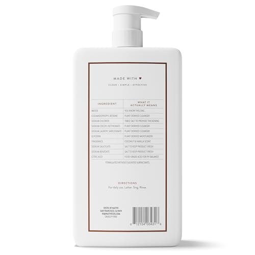 Native Body Wash for Women & Men, Coconut & Vanilla, 36 oz Pump Bottle, Sulfate-Free & Gentle