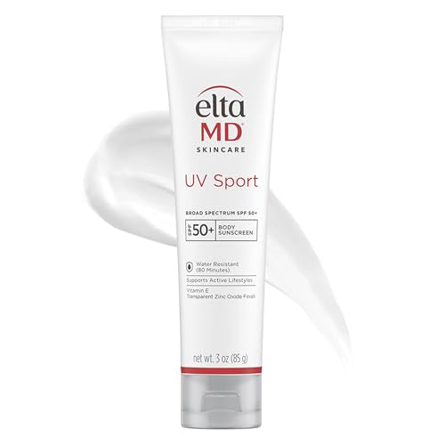 EltaMD UV Sport Sunscreen, Water and Sweat Resistant 80 Min, SPF 50, 3 oz