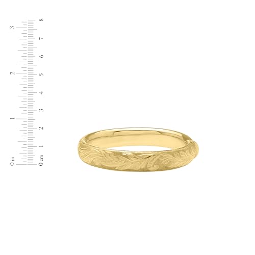 Floreo 14k Yellow Gold 12mm Solid Floral Engraved Bangle Bracelet 7 Inch