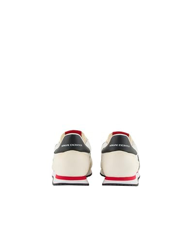 A|X ARMANI EXCHANGE mens Lace Up Logo Sneaker, Optical White + Black, 9 US