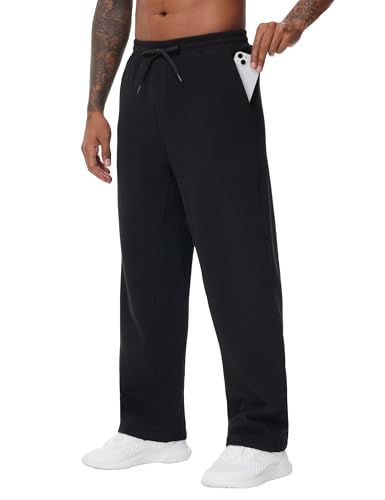 THE GYM PEOPLE Men's Baggy Fleece Workout Sweatpants with Pockets Drawstring Lounge Athletic Running Pants Black
