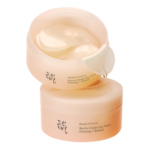 Beauty of Joseon Revive Under Eye Patch with Retinal and Ginseng, for Puffy Eyes, Fine Lines and Wrinkles, Collagen, Peptide, Adenosine and Bakuchiol, for All Skin Types, 60 Sheets, 30 Pairs