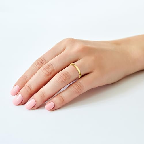 Brilliant Expressions Women's 2MM Solid Gold Rings – Classic, Lightweight 14K Yellow Gold Jewelry; Durable Plain Wedding Band for Women; Comfortable, Well-Polished Womens Wedding Bands, Size 5
