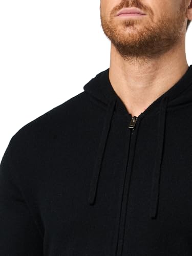 Vince Men's Zip Through Hoodie, Black/Med H Grey, Small