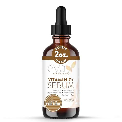 Eva Naturals Vitamin C Serum Plus with Hyaluronic Acid & Retinol, 2 oz
