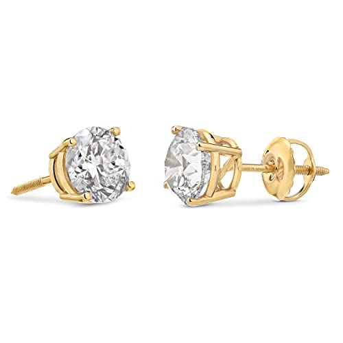 The Diamond Channel CERTIFIED 1 to 12 Carat LAB GROWN Solitaire Diamond Stud Earrings Round Cut 4 Prong Screw Back (F-G Color, VS1-VS2 Eye Clean Clarity)