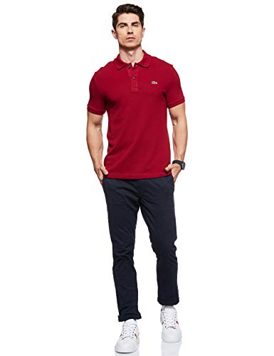 Lacoste Mens Men's Short Sleeve Classic Pique Polo Shirt, Bordeaux, Medium