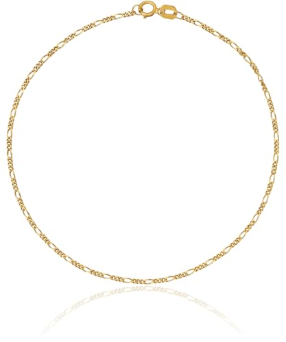 IceCarats 10K Yellow Gold 1.25mm Dainty Figaro Chain Link Bracelet, 6 inch