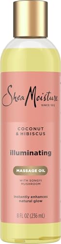 Shea Moisture Coconut & Hibiscus Massage Oil and Body Oil for Dry Skin, Bath Oil with Coconut Oil and Vitamin E Oil for Skin, 8 oz